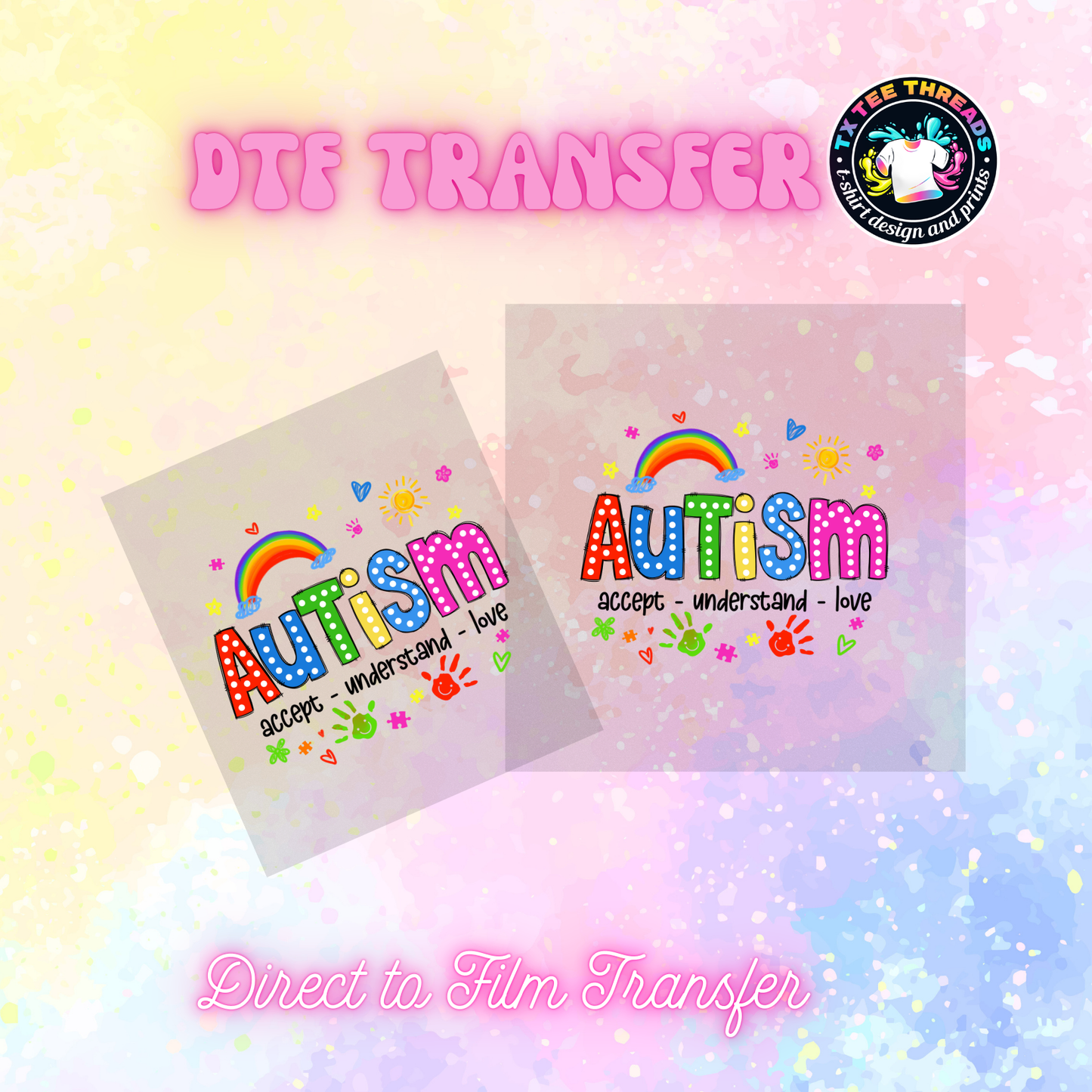 Autism themed DTF SINGLE transfers