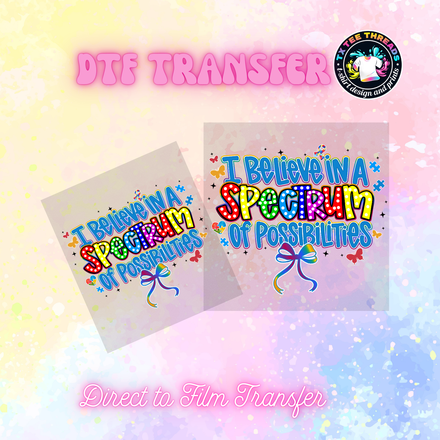 Autism themed DTF SINGLE transfers