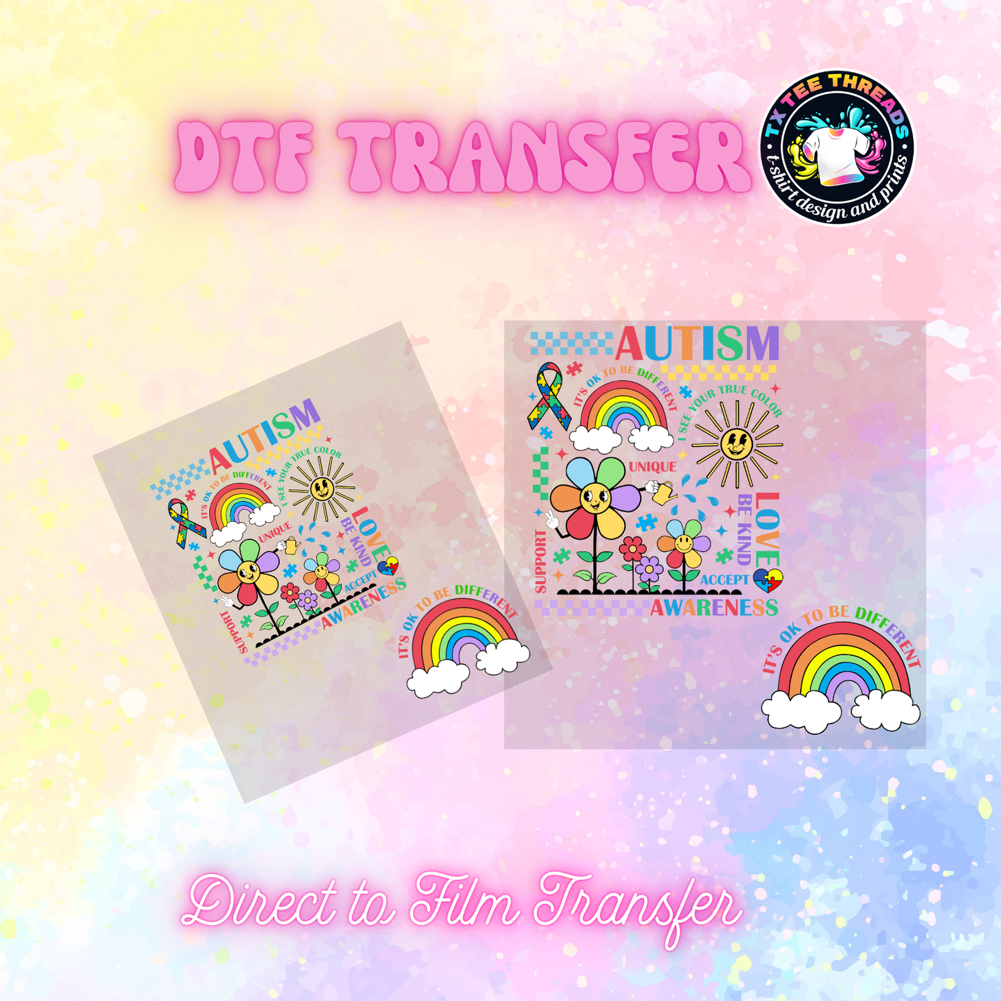Autism 2 themed DTF SINGLE transfers