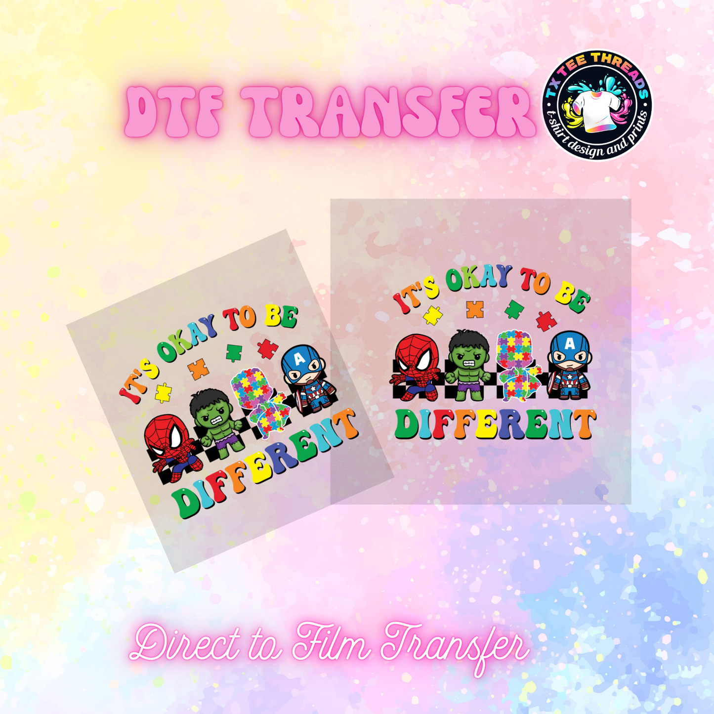Autism themed DTF SINGLE transfers