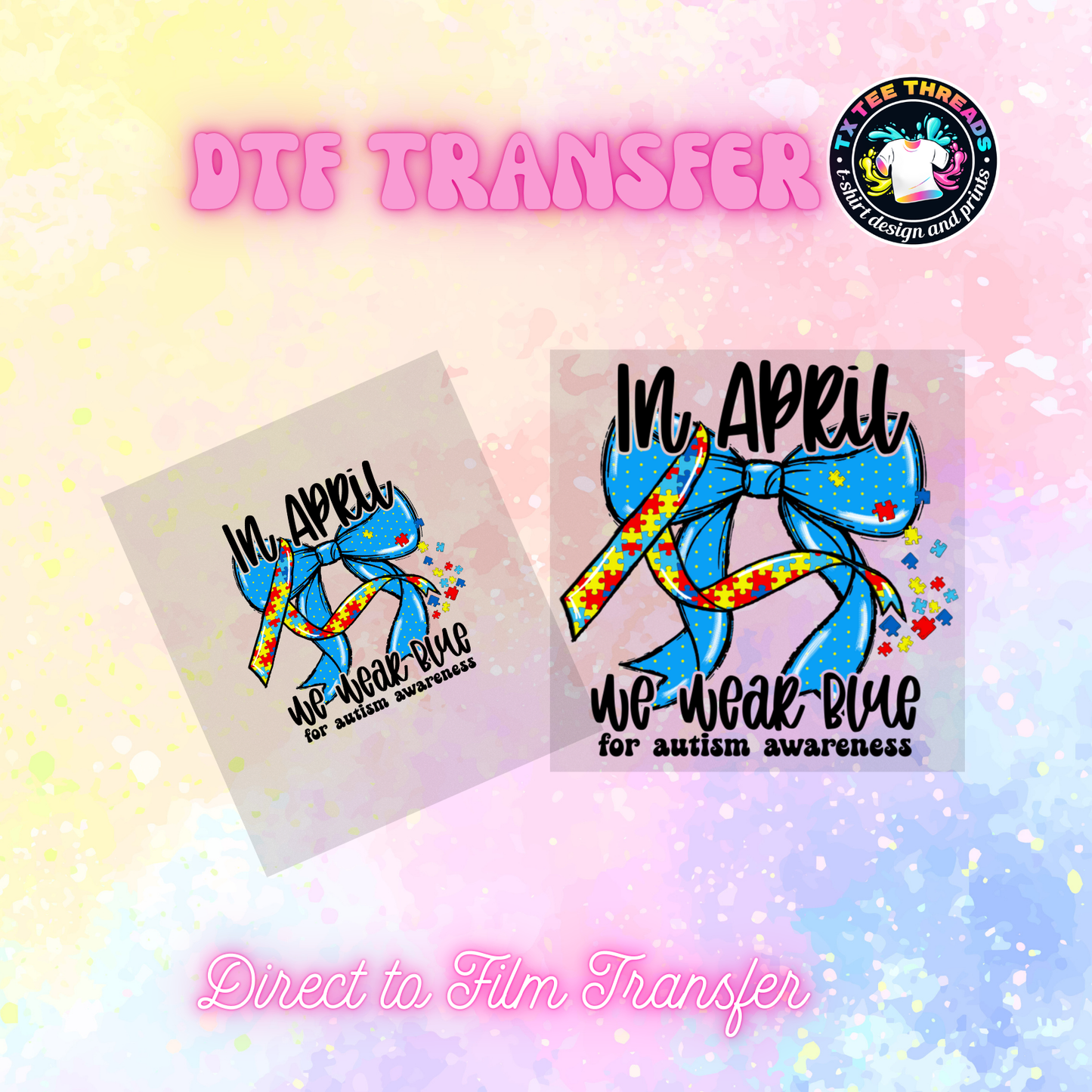 Autism themed DTF SINGLE transfers