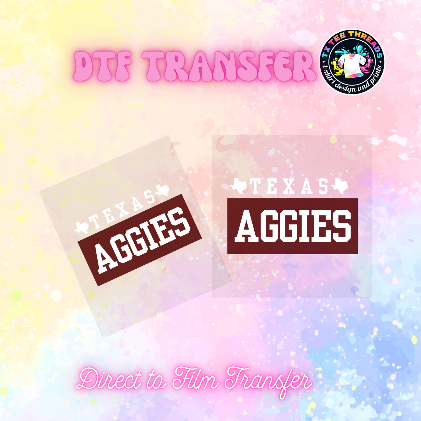 Aggies Texas DTF SINGLE transfers