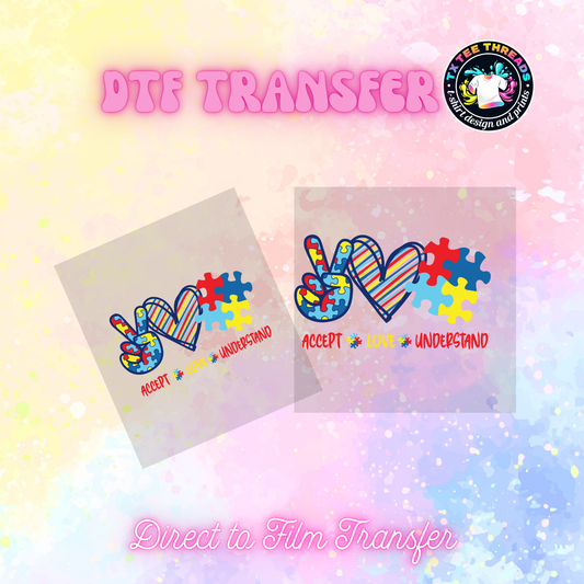 Autism themed DTF SINGLE transfers