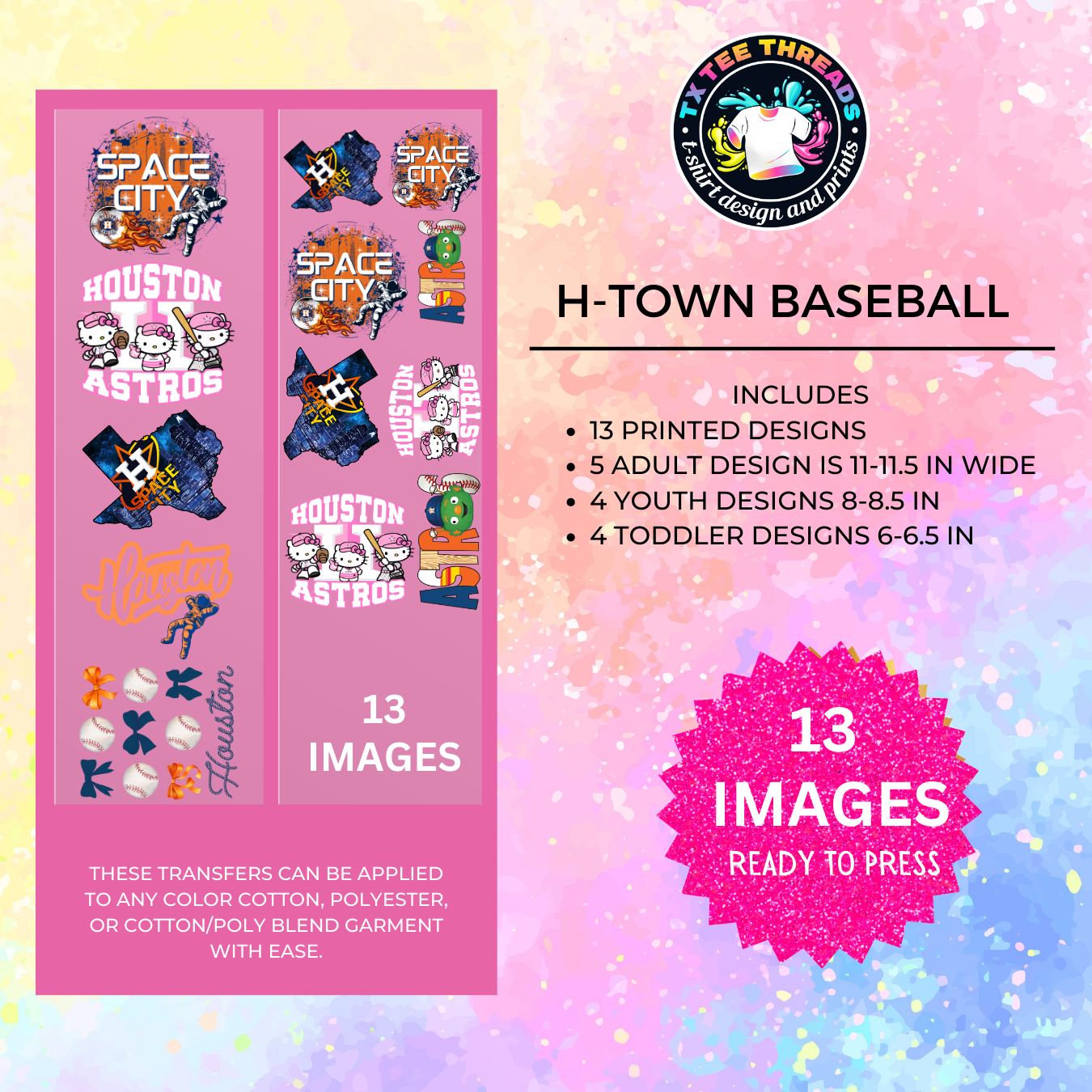 H-Town Baseball Themed DTF Premade Gangsheet