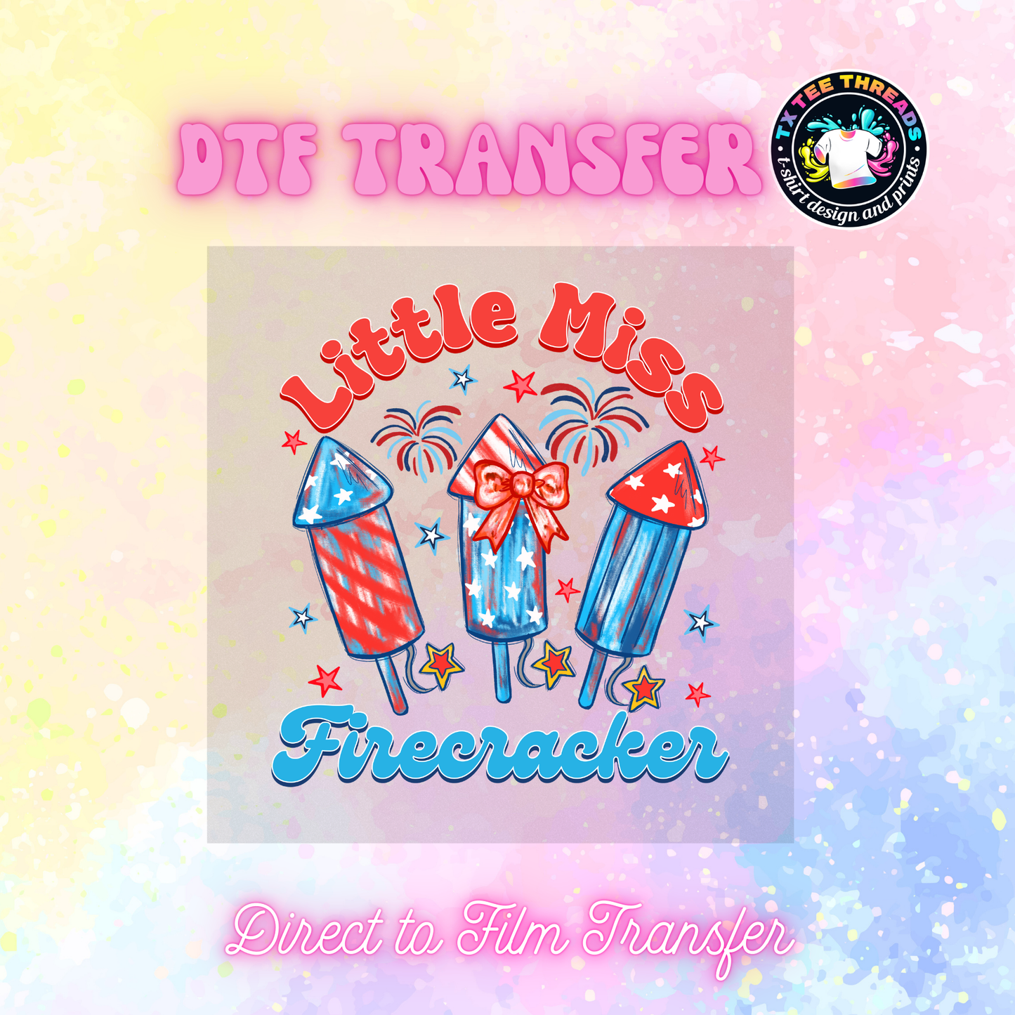 America Red White and Blue DTF Transfers