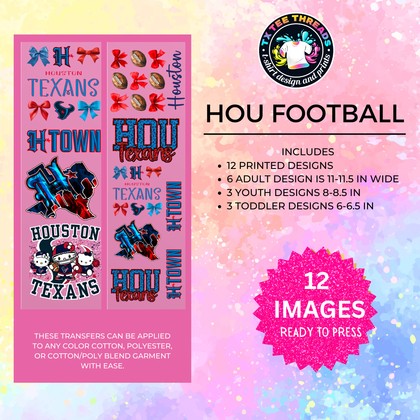 HOU FOOTBALL DTF Premade Gangsheet