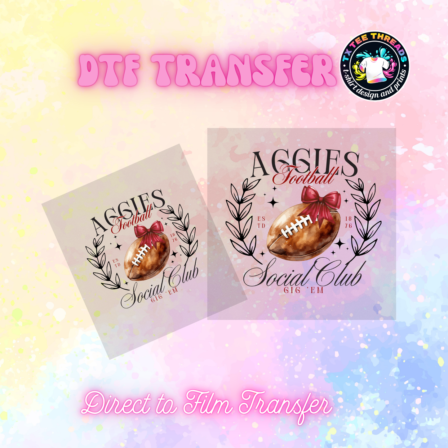 Aggies Texas DTF SINGLE transfers