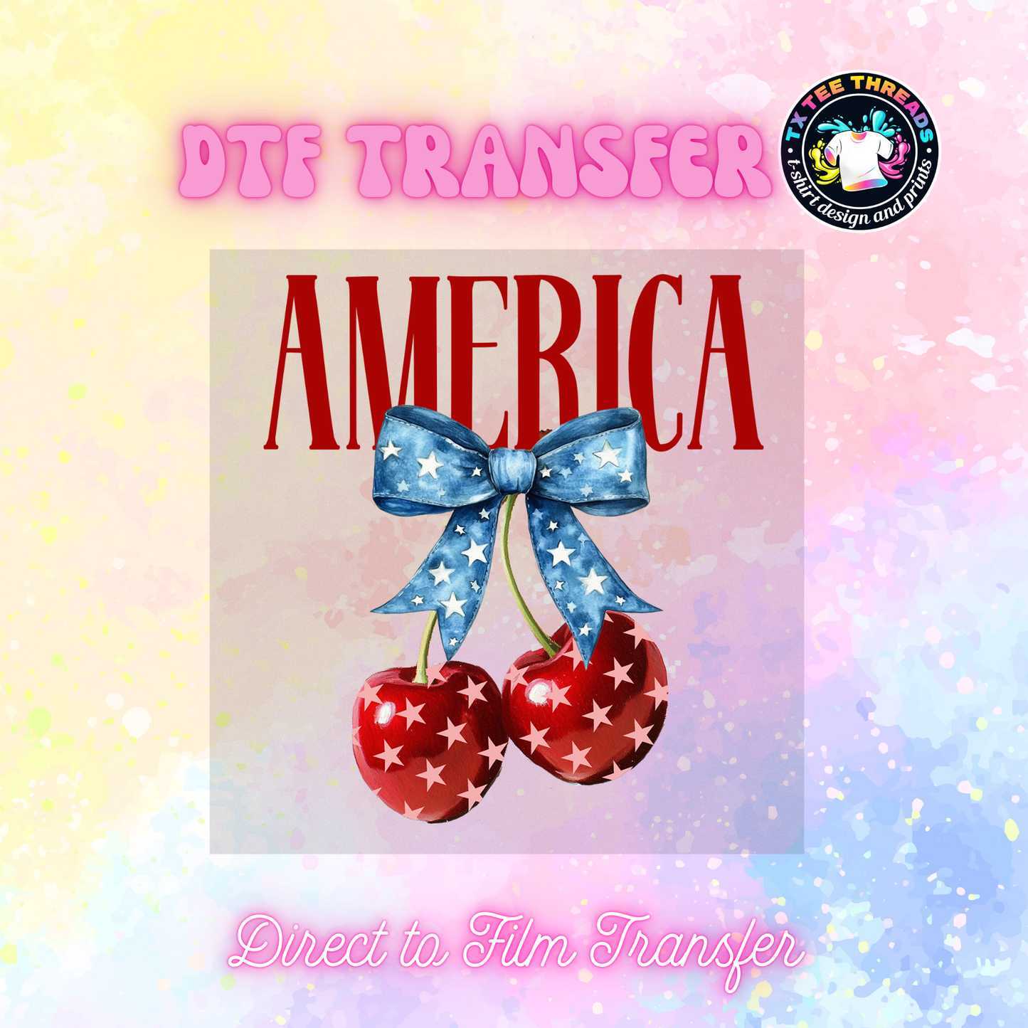 America Red White and Blue DTF Transfers
