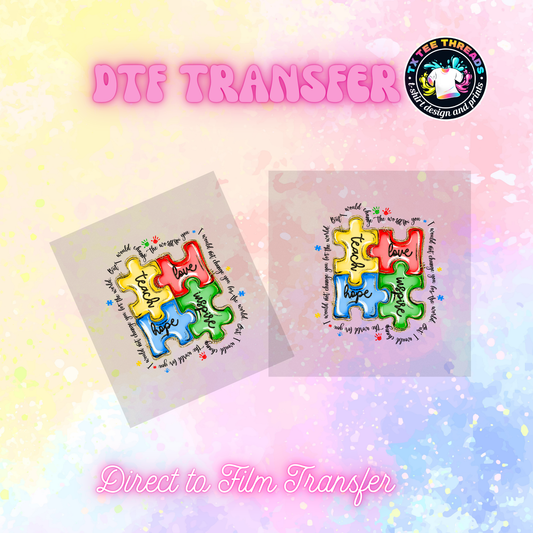 Autism 2 themed DTF SINGLE transfers