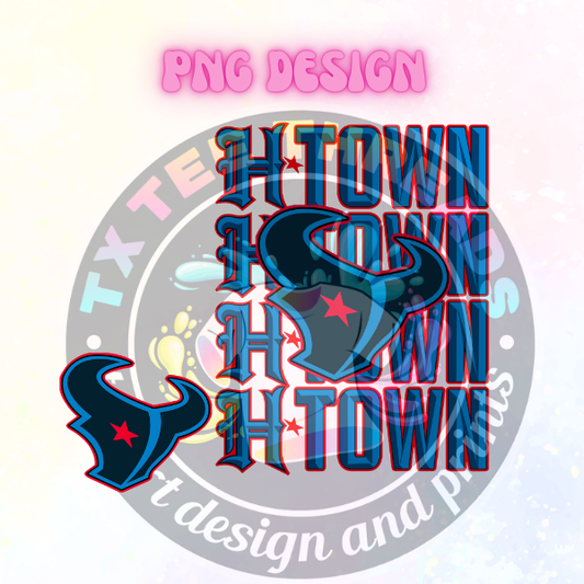 H-Town football dtf transfer blue and red
