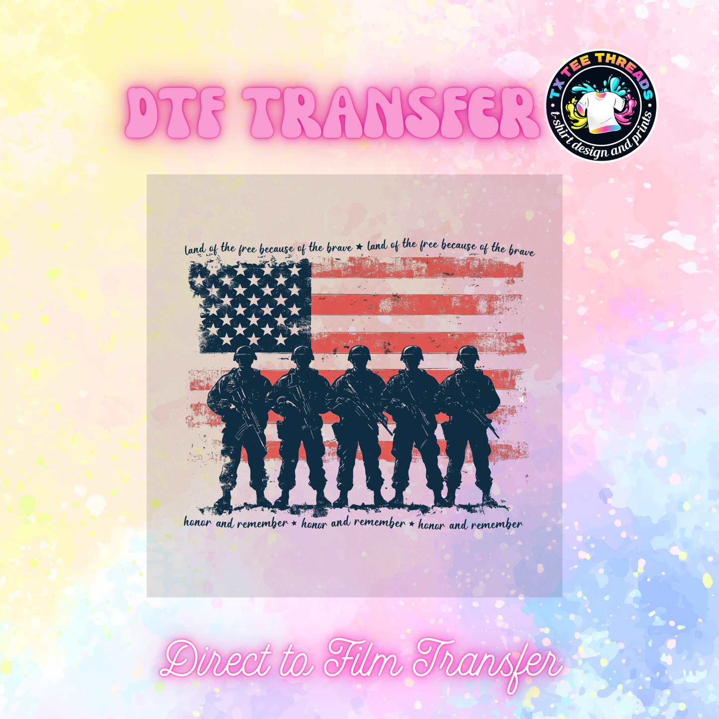 America Red White and Blue DTF Transfers