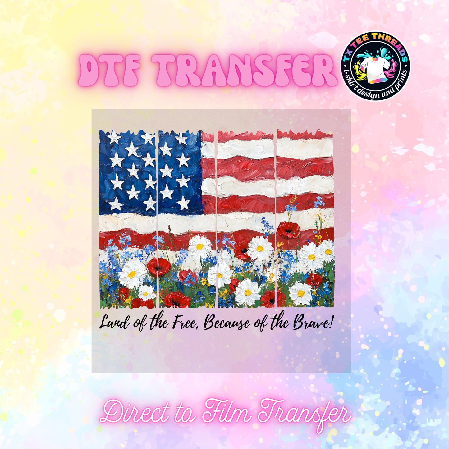 America Red White and Blue DTF Transfers