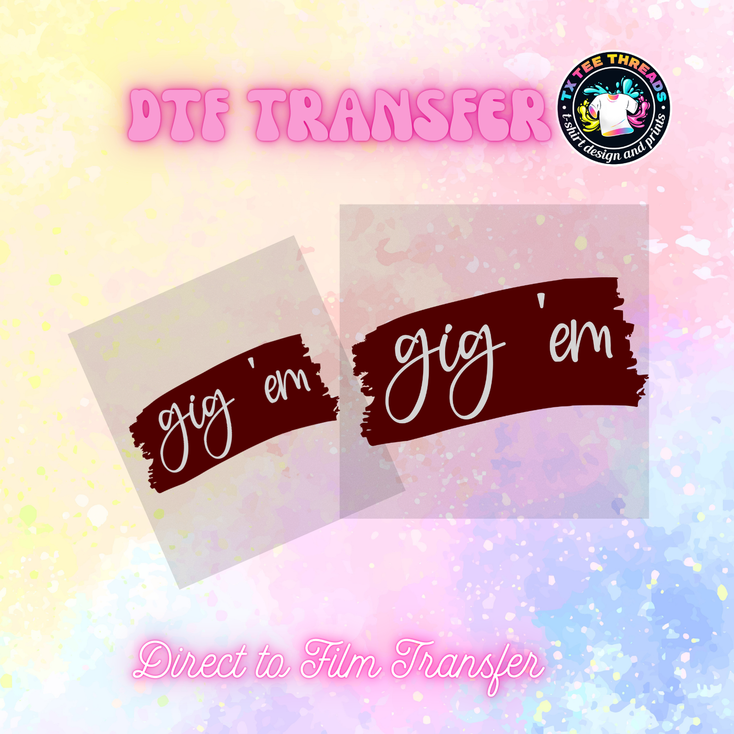 Aggies Texas DTF SINGLE transfers