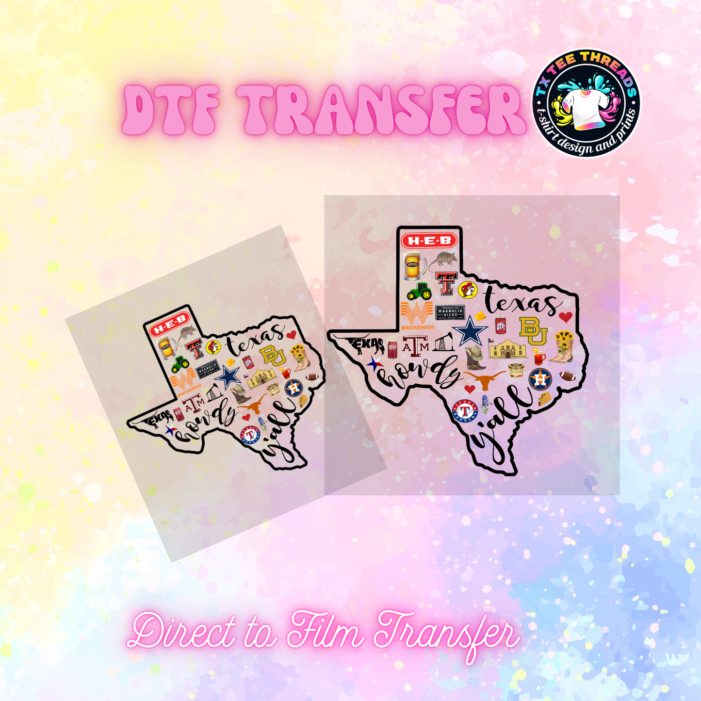 Texas Themed DTF SINGLE Transfer