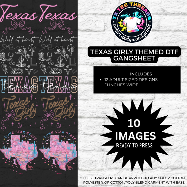 TEXAS GIRLY themed DTF Premade Gangsheet