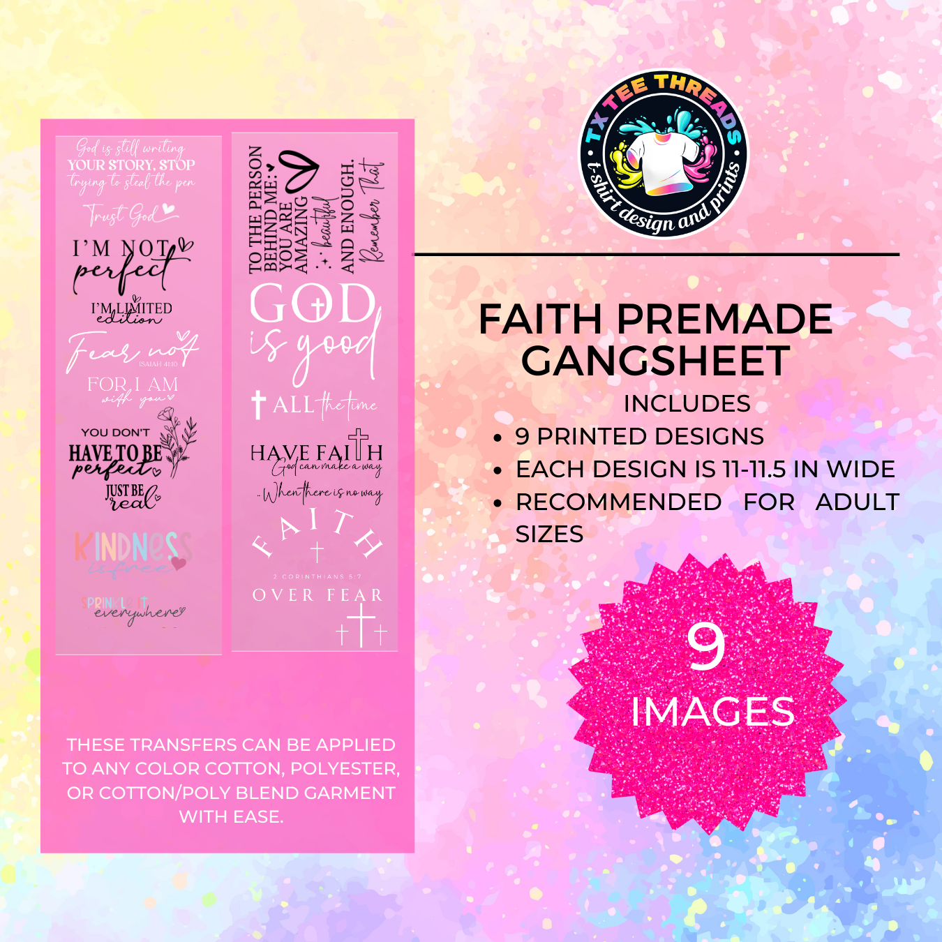 Faith Themed DTF Premade Gangsheet