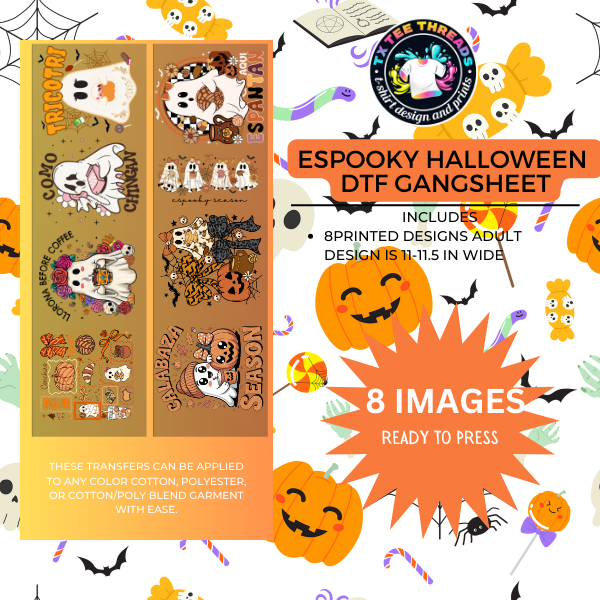 ESPOOKY Halloween DTF Gangsheet (sized for Adult Tees)