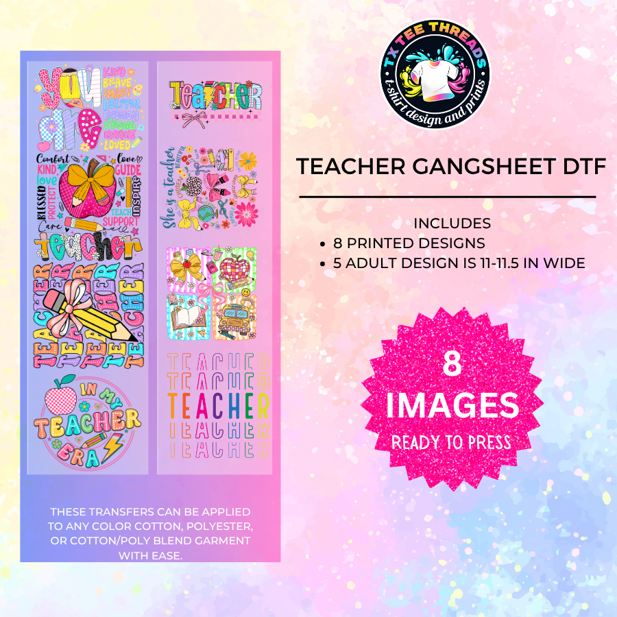 Teacher Back To School DTF gangsheet 8 images