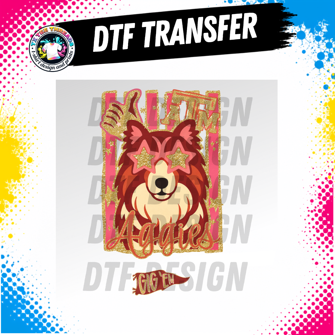 Glitzy College Station DtF transfer