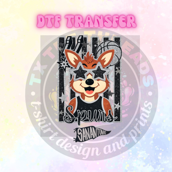 SATX Spurs Glitter black and silver DTF Tansfer