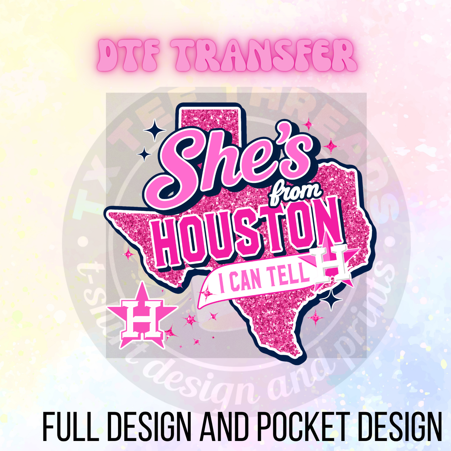 She’s from Texas Blue Glitter DTF Transfer Only