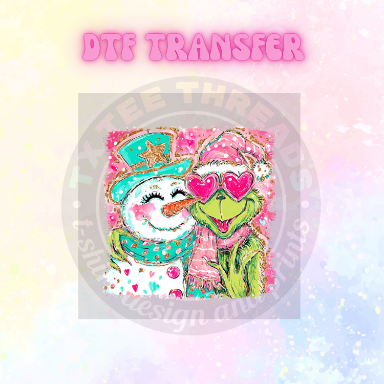 Pink and Green Christmas DTF SINGLE TRANSFER