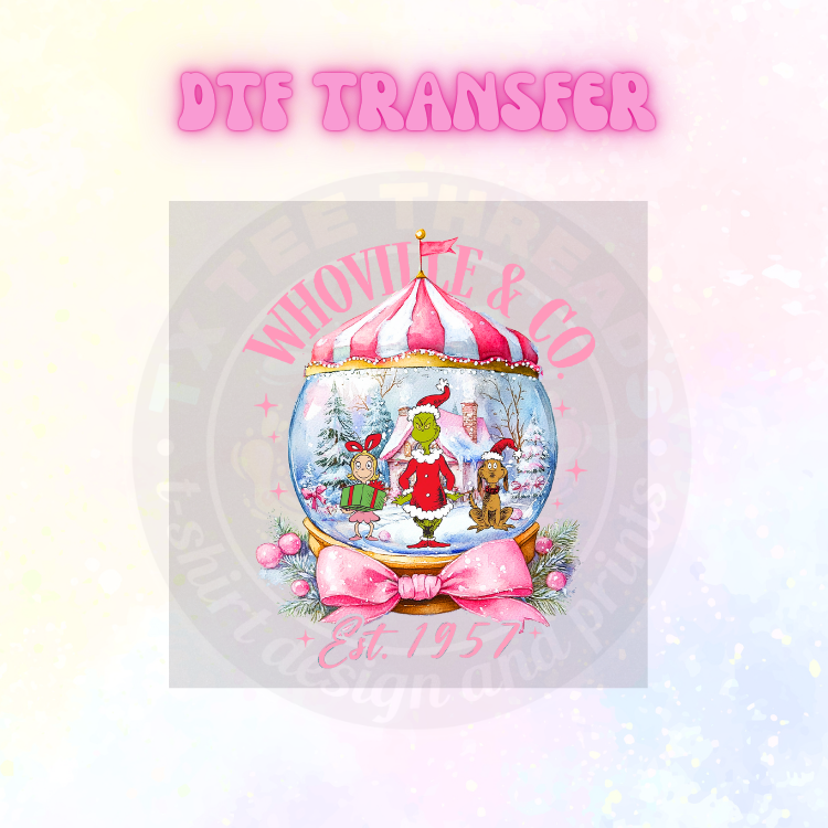 Pink and Green Christmas DTF SINGLE TRANSFER