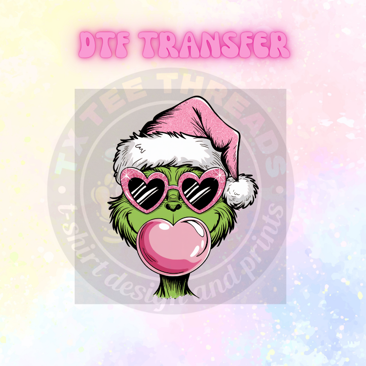 Pink and Green Christmas DTF SINGLE TRANSFER