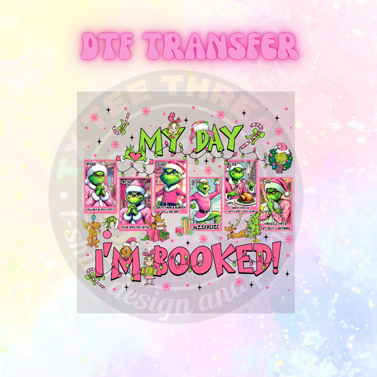 Pink and Green Christmas DTF SINGLE TRANSFER
