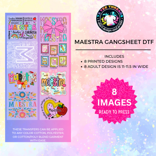 Maestra Back To school DTF Gang sheet