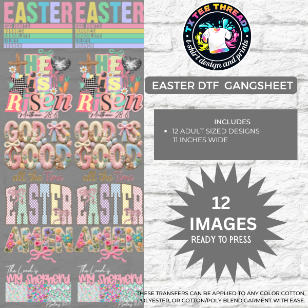 easter themed dtf pre made gangsheet