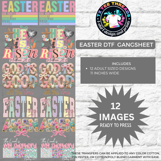 easter themed dtf pre made gangsheet
