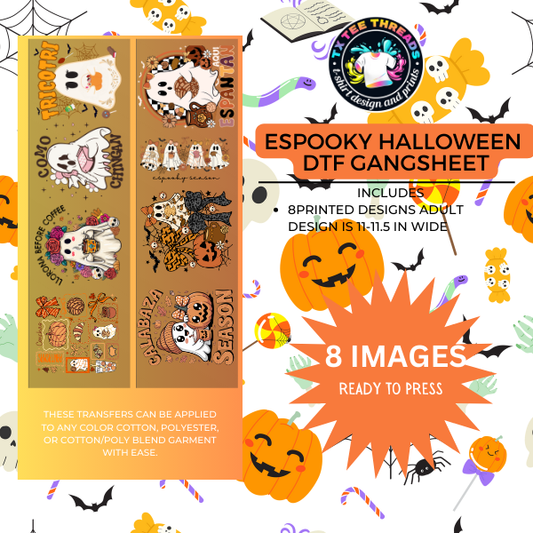 ESPOOKY Halloween DTF Gangsheet (sized for Adult Tees)