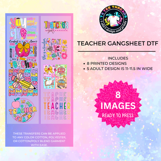 Teacher Back To School DTF gangsheet 8 images