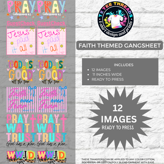 Faith themed DTF Premade Gangsheet