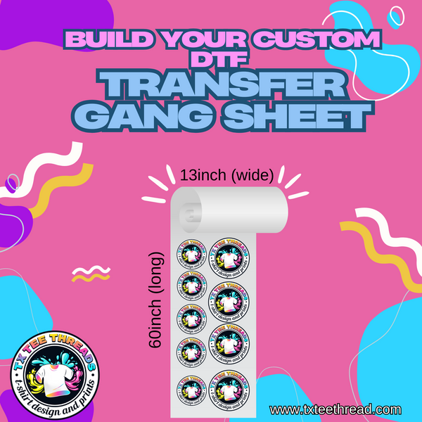 Custom Gangsheet  builder 22" DTF Transfer Gang Sheet
