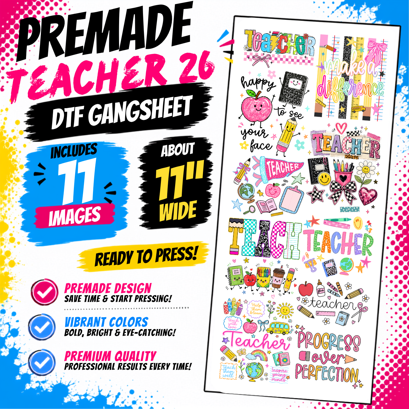 Teacher 26 DTF Gangsheet