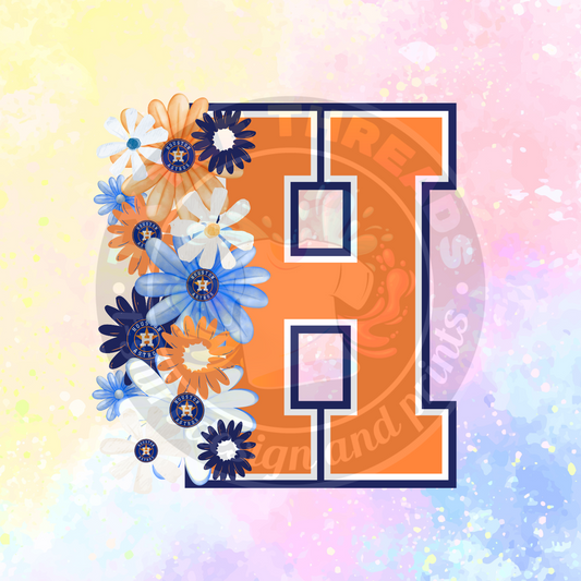 H Floral HTX Baseball PNG Digital Download (no physical product)