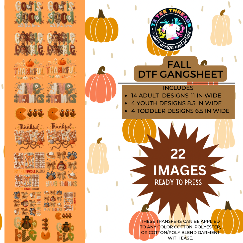 FALL yarn DTF Premade Gangsheet