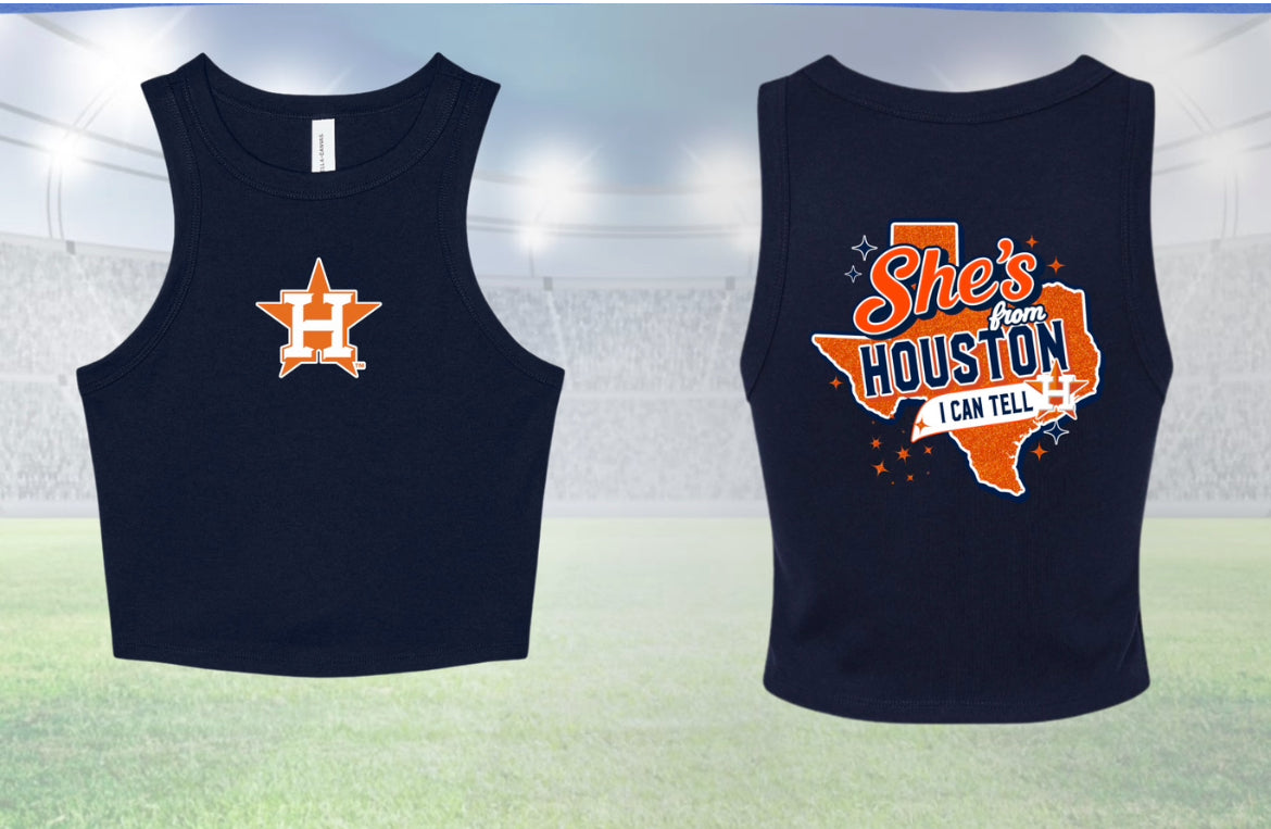 She's from Houston Baseball Orange design Tank Crop top