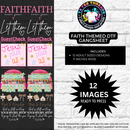Faith themed DTF Premade Gangsheet