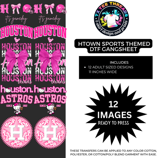 Pink HTOWN sports DTF Premade Gangsheet