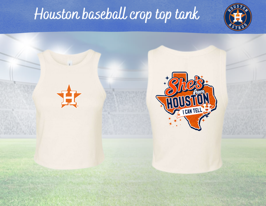 She's from Houston Baseball Orange design Tank Crop top