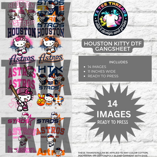HOUSTON kitty  baseball DTF Gangsheet