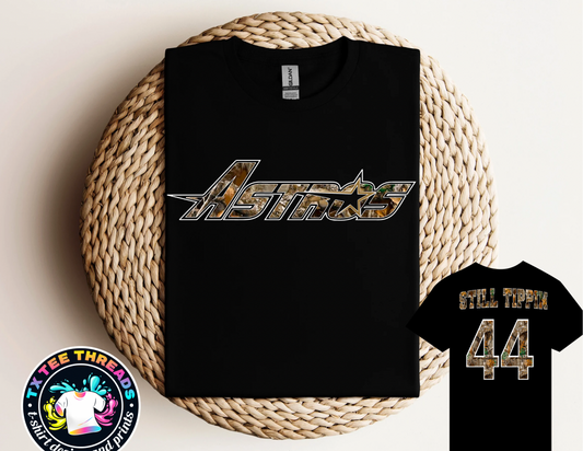 Camo Still Tippin baseball t-shirt
