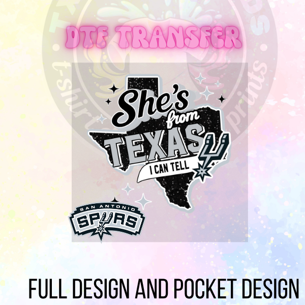 She’s from Texas spurs Faux Glitter DTF Transfer Only