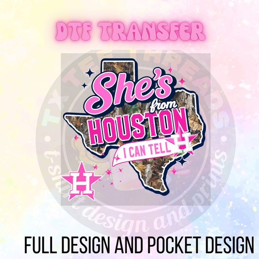 She’s From Houston Camo DTF Transfer