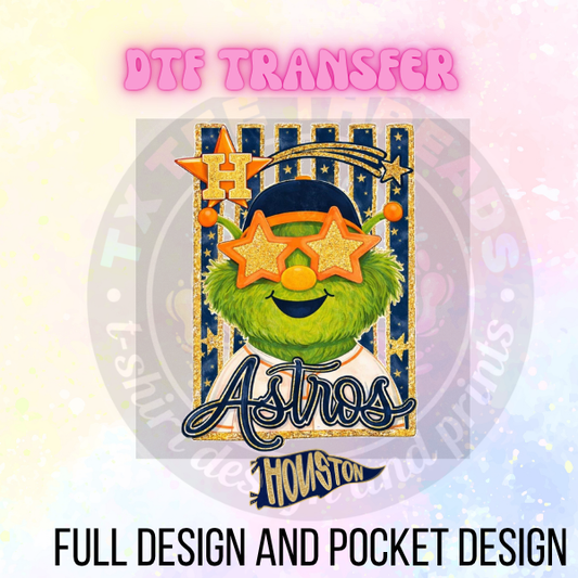 HOU Orbit Glitter  Blue DTF Tansfer