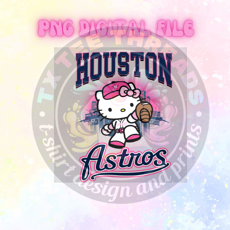 HOUSTON pink baseball kitty PNG File only