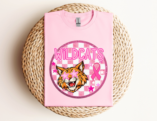 Wildcats Pink Out checkered Spirit Wear Tee